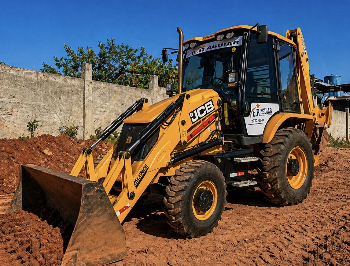 Retroescavadeira JCB E.R Aguiar em operação